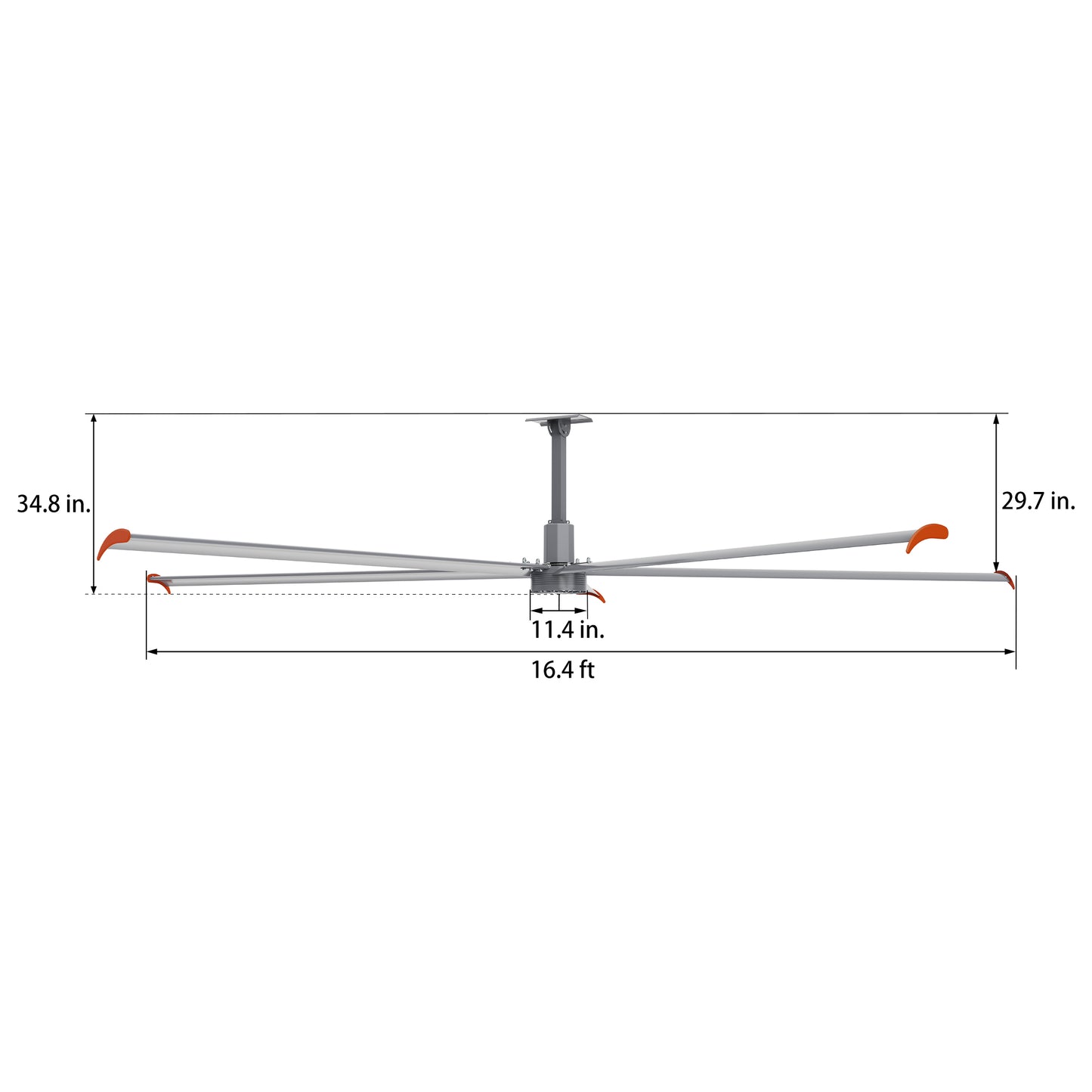 MAKANI 5-Blade 16 ft 480V Industrial HVLS Fan with Wall Control - Silver (4.92 ft Downrod)