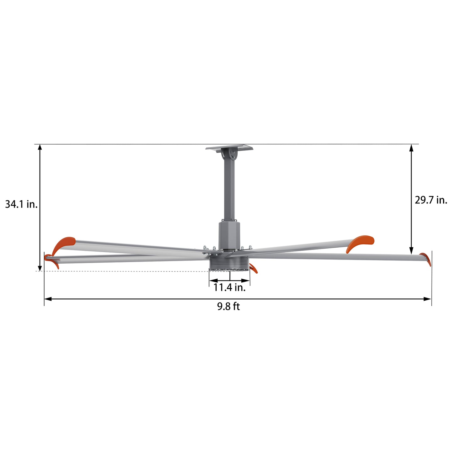 MAKANI 5-Blade 10ft 480V Industrial HVLS Fan with Wall Control - Silver