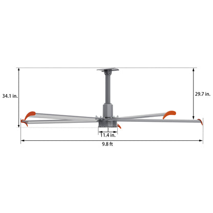 MAKANI 5-Blade 10ft 480V Industrial HVLS Fan with Wall Control - Silver