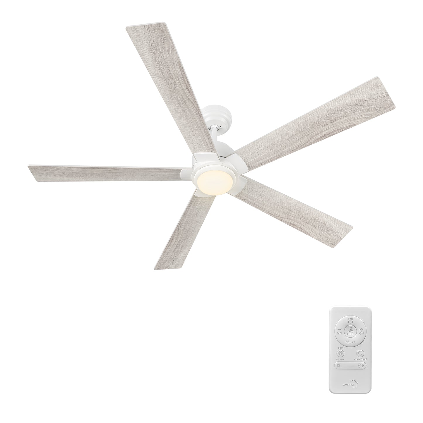 Chantal 60 inch 5-Blade Ceiling Fan with LED Light & Remote Control - White (Reversible Blades)