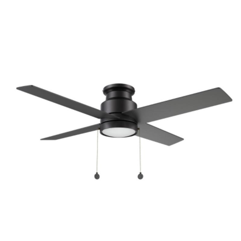 ASCOTT 52 inch 4-Blade Ceiling Fan with Pull Chain - Black/Black