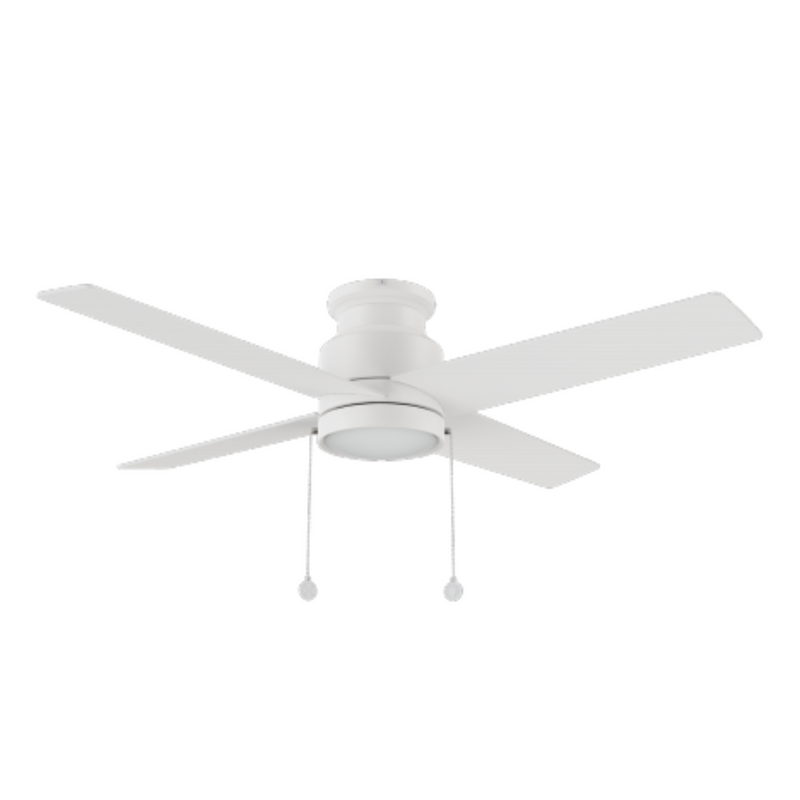 ASCOTT 52 inch 4-Blade Ceiling Fan with Pull Chain - White/White