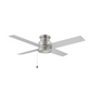 ASCOTT 52 inch 4-Blade Flush Mount Fan with Pull Chain - Black/Black (No light)
