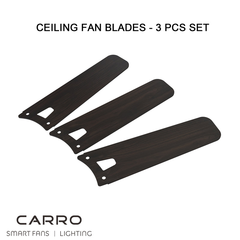 HOFFEN 52 inch Replacement Fan Blades - Black/Dark Wood Pattern