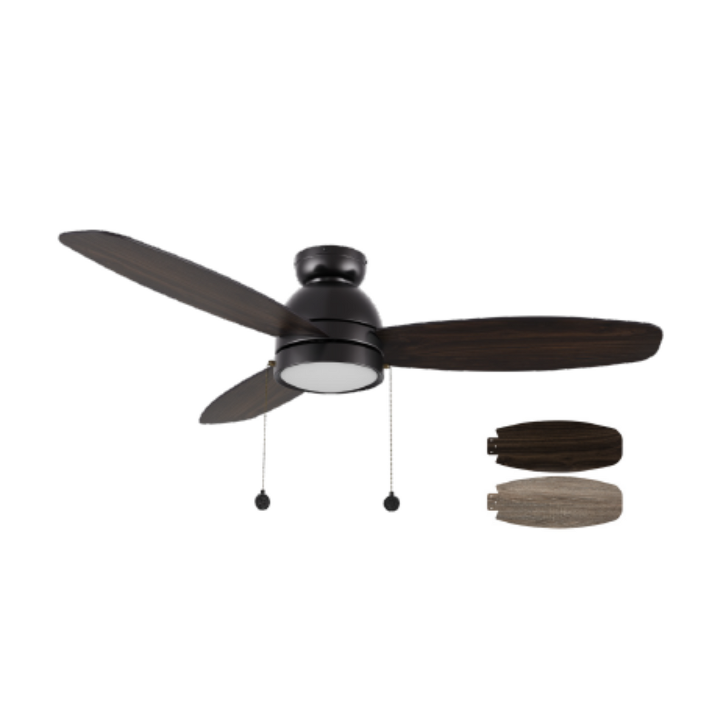 GREENWOOD 48" 52" 3-Blade Flush Mount Ceiling Fan with Pull Chain