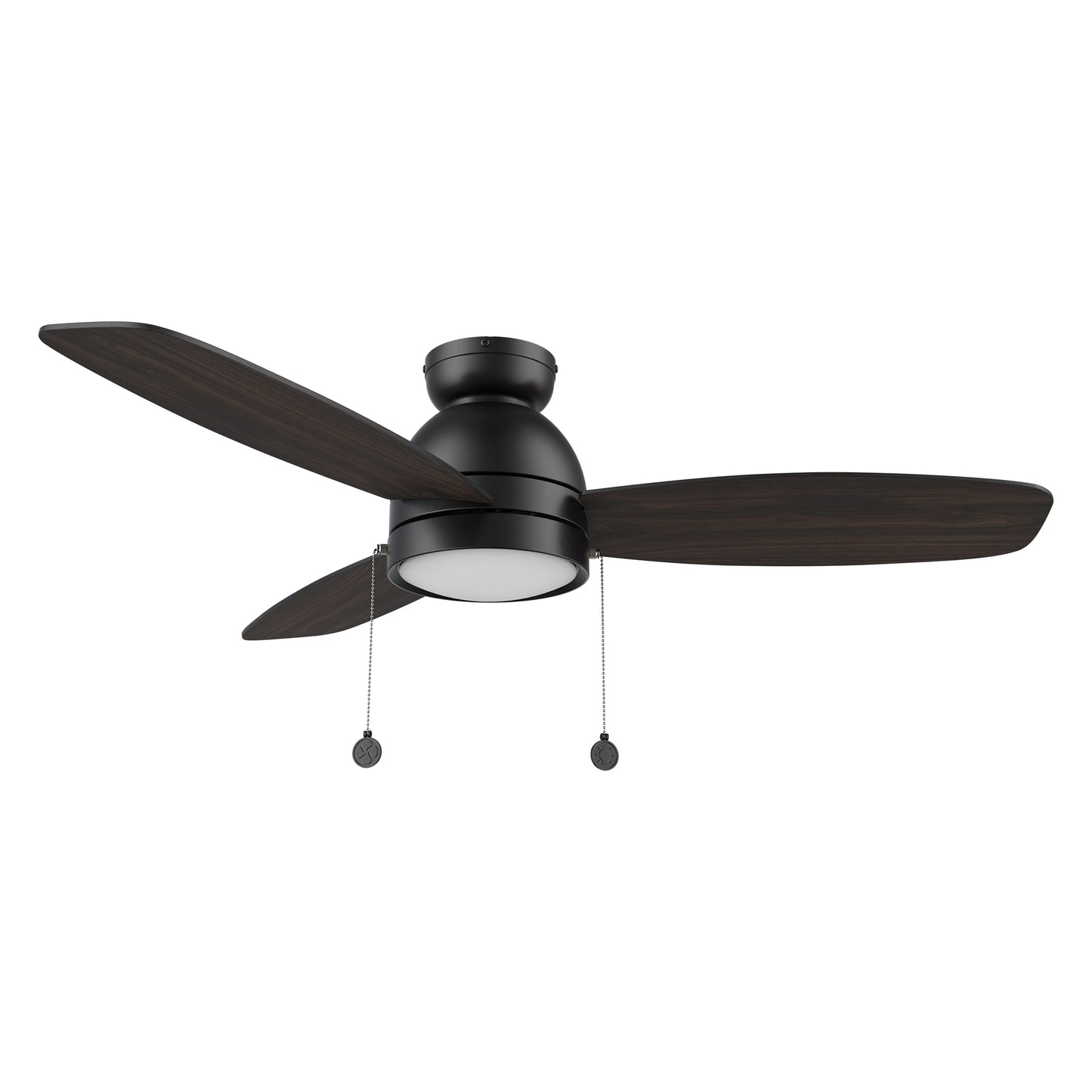 GREENWOOD 48 inch 3-Blade Flush Mount Ceiling Fan with Pull Chain - Black/Walnut & Barnwood Reversible Blades