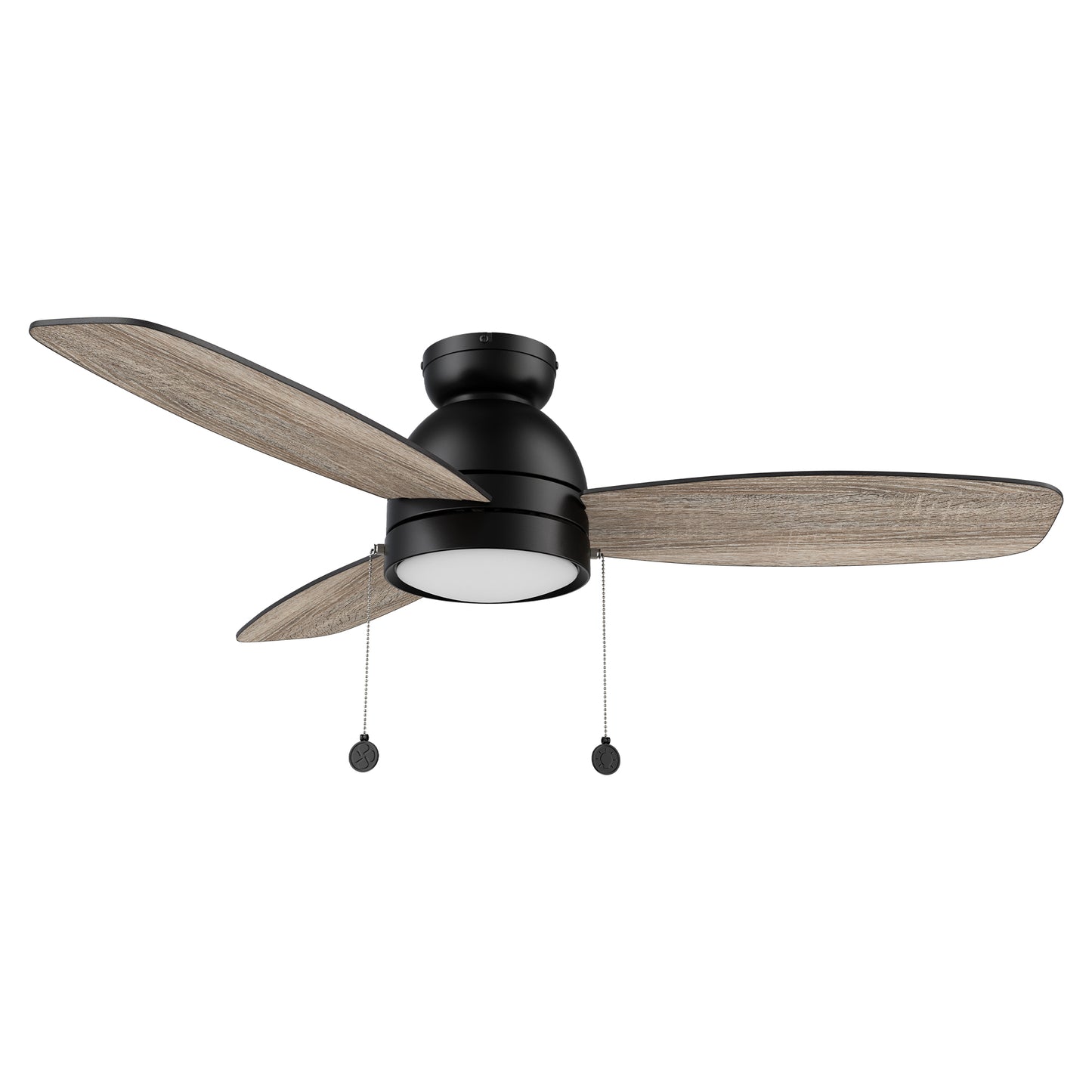 GREENWOOD 48 inch 3-Blade Flush Mount Ceiling Fan with Pull Chain - Black/Walnut & Barnwood Reversible Blades