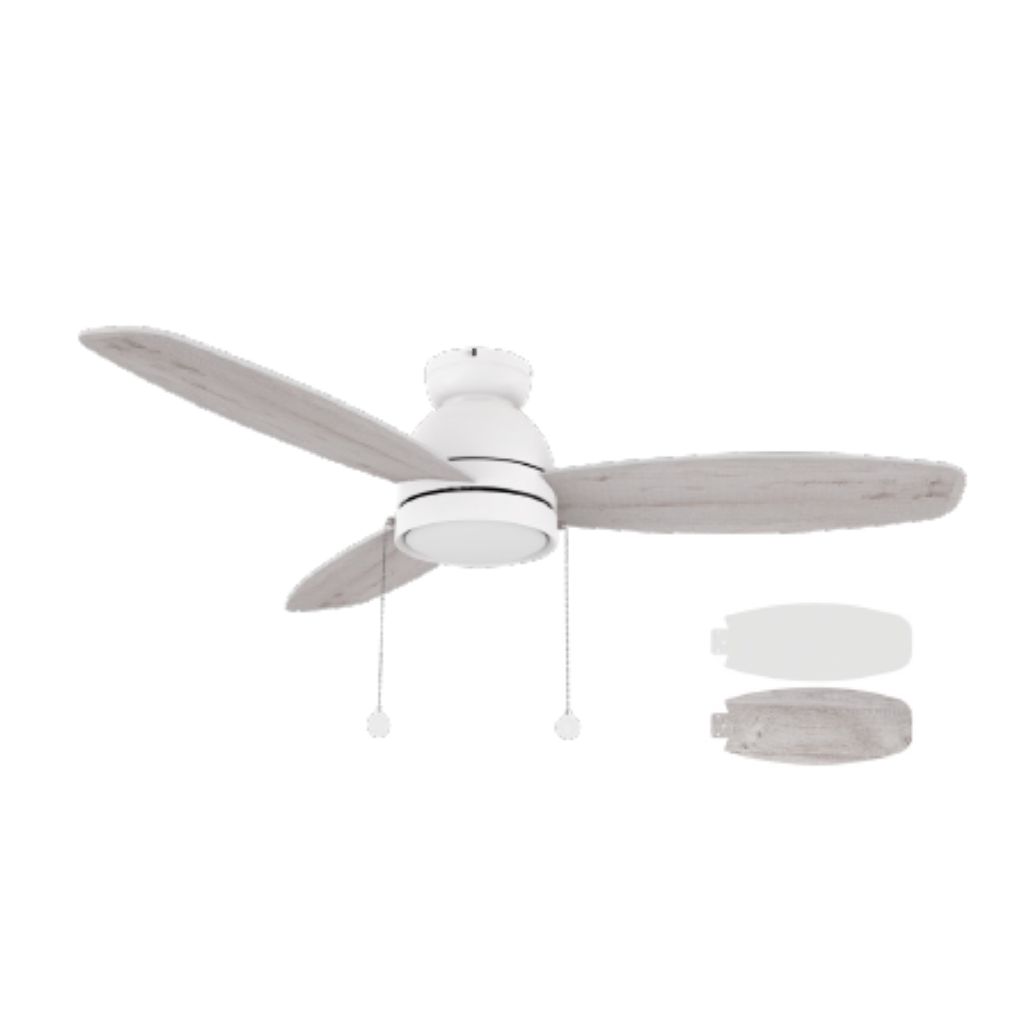 GREENWOOD 52" 3-Blade Flush Mount Ceiling Fan with LED Light & Pull Chain