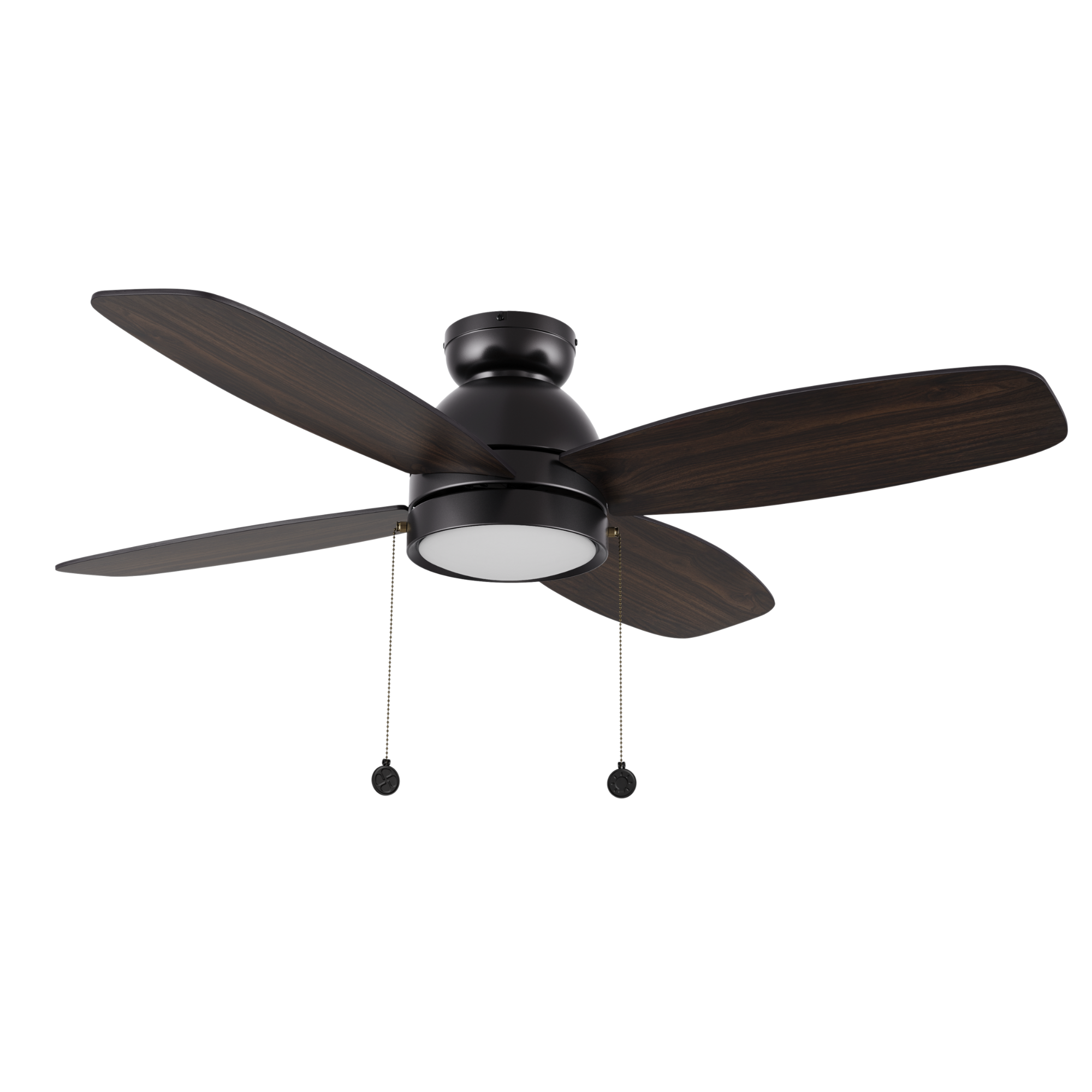 GREENWOOD 52" 4-Blade Flush Mount Ceiling Fan with LED Light & Pull Chain