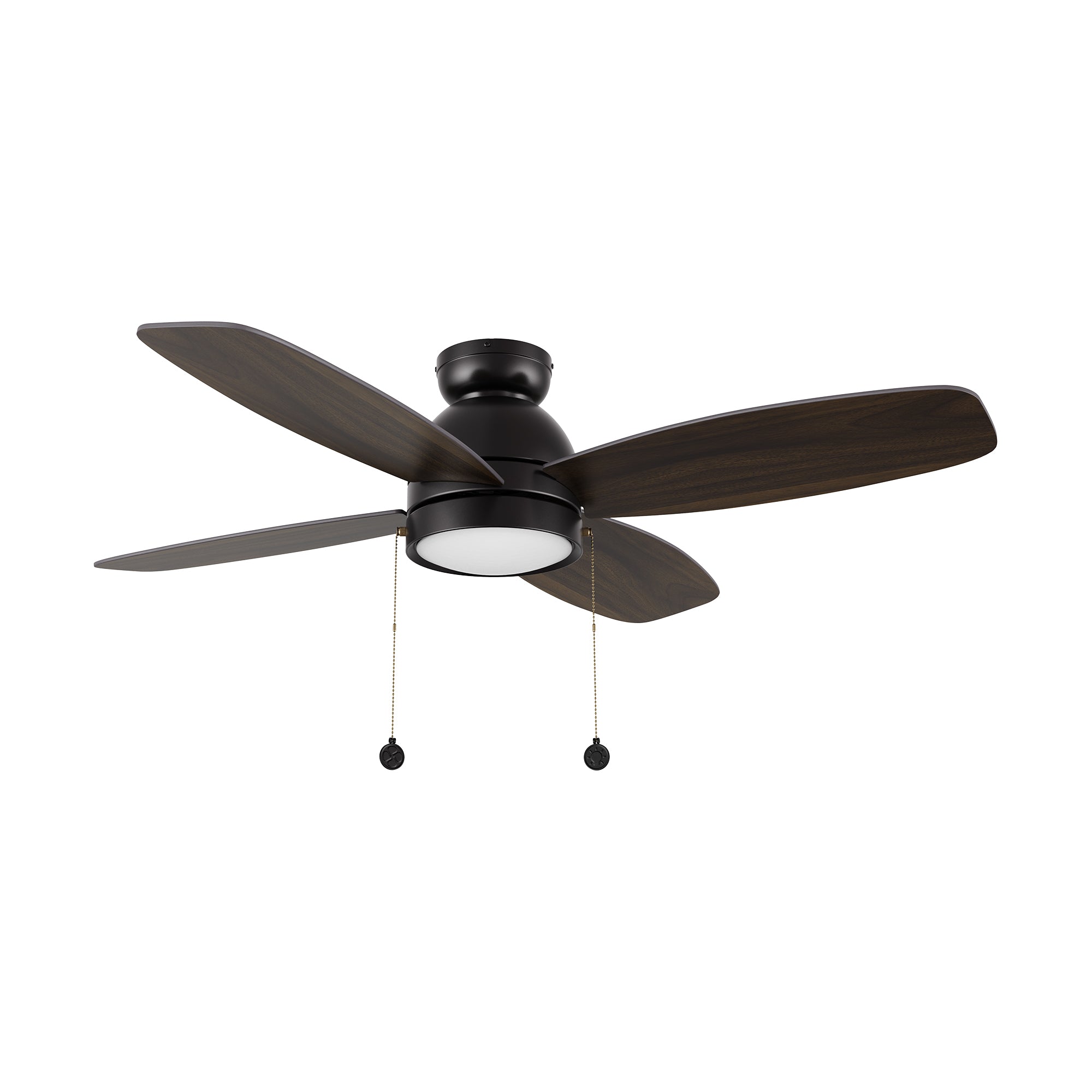 GREENWOOD 48" 4-Blade Flush Mount Ceiling Fan with LED Light & Pull Chain