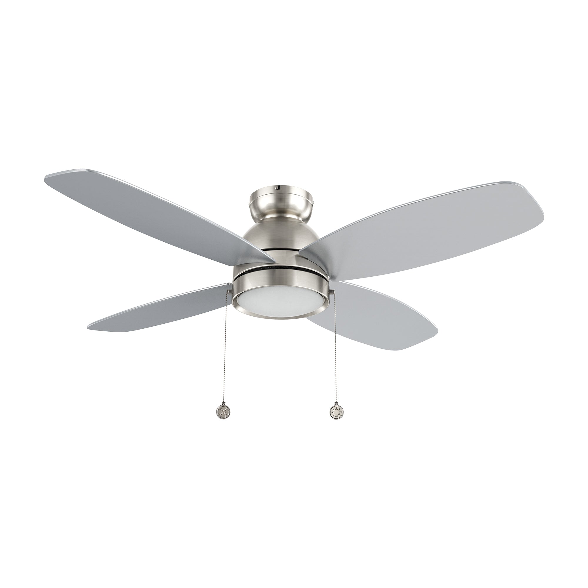 GREENWOOD 48" 4-Blade Flush Mount Ceiling Fan with LED Light & Pull Chain