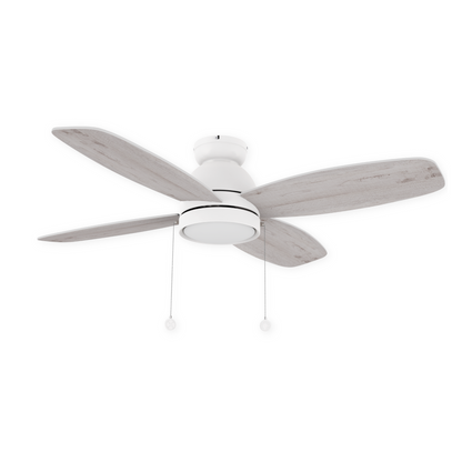 GREENWOOD 48", 52" 4-Blade Flush Mount Ceiling Fan with Pull Chain