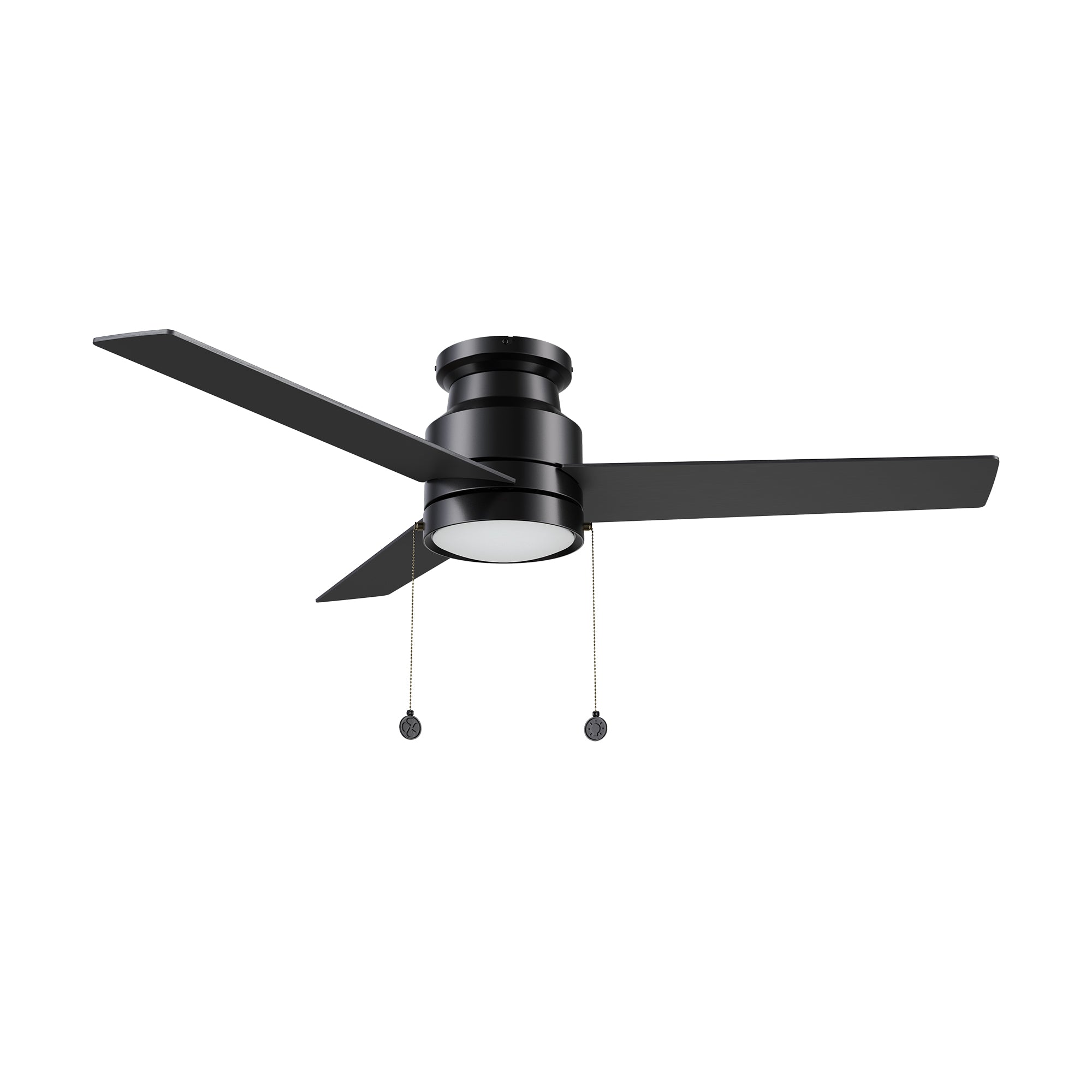 ASCOTT 52 inch 3-Blade Flush Mount Ceiling Fan with LED Light & Pull Chain