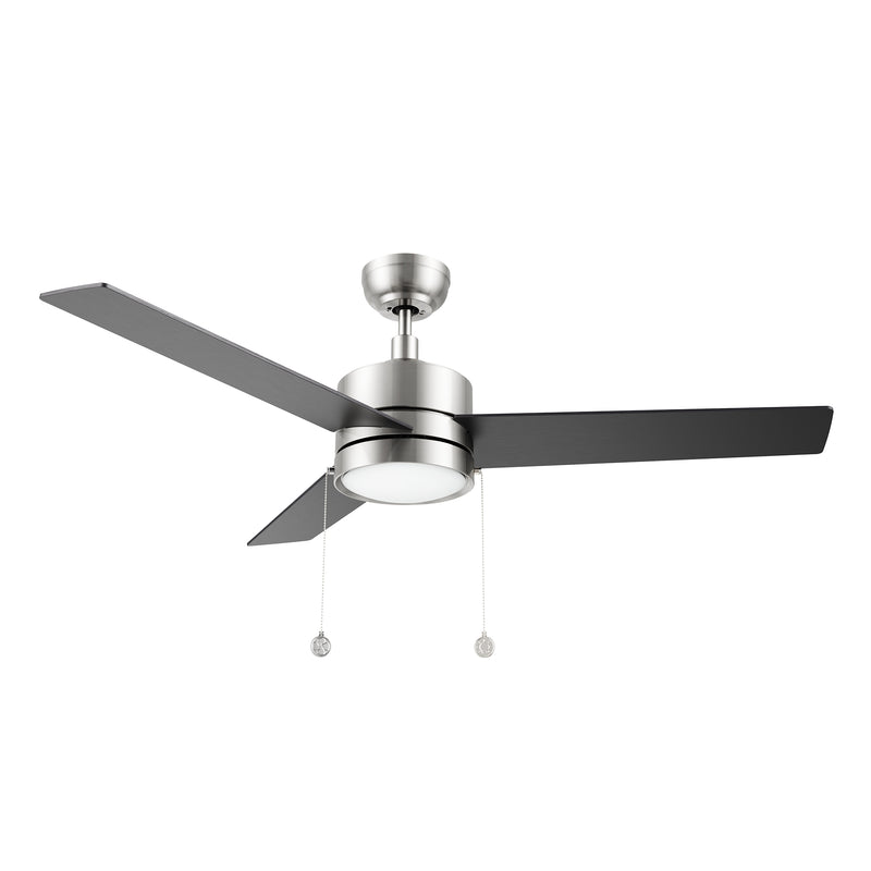 ASCOTT 52 inch 3 Blade Ceiling Fan with Pull Chain - Brushed Nickel/Black