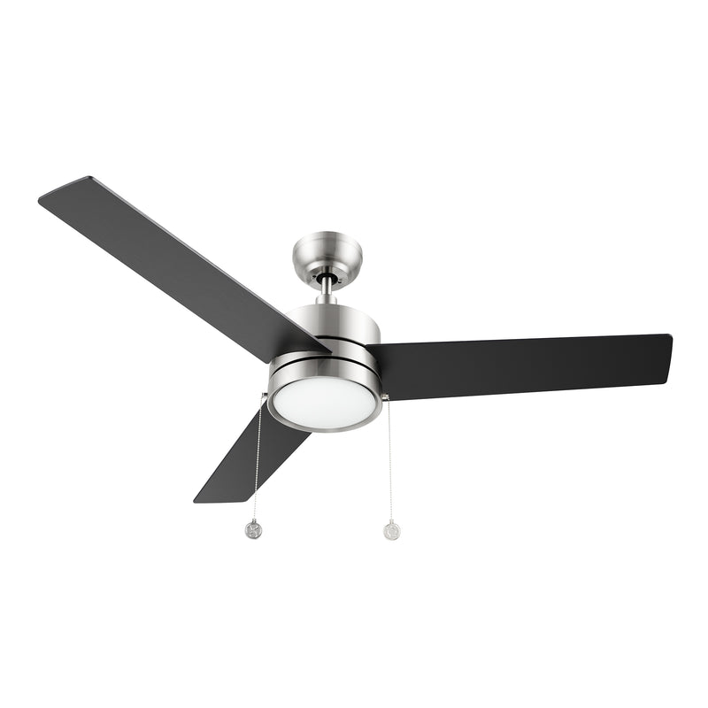 ASCOTT 52 inch 3 Blade Ceiling Fan with Pull Chain - Brushed Nickel/Black