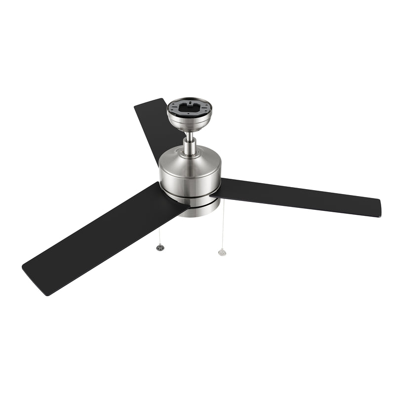 ASCOTT 52 inch 3 Blade Ceiling Fan with Pull Chain - Brushed Nickel/Black