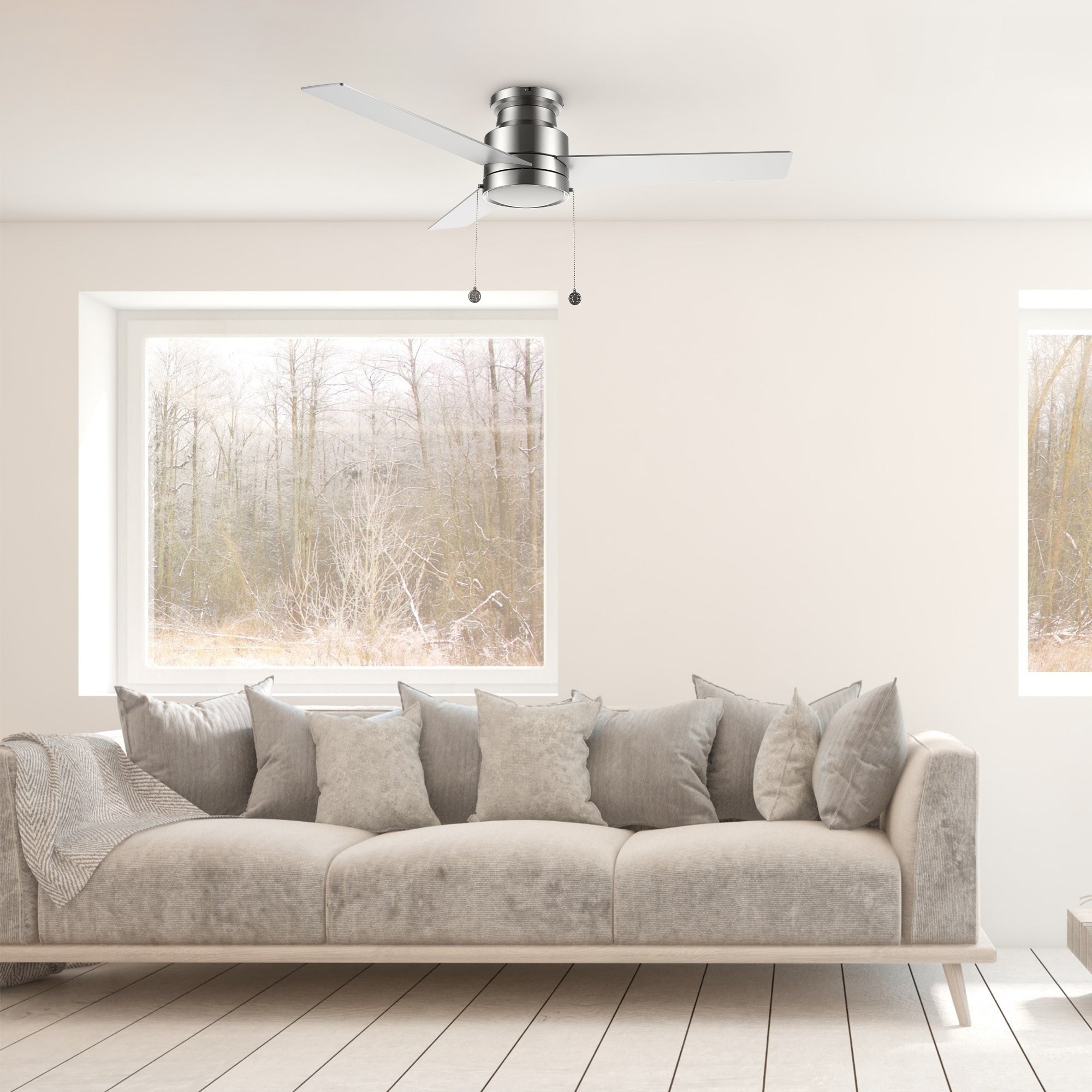 ASCOTT 52 inch 3-Blade Flush Mount Ceiling Fan with Pull Chain