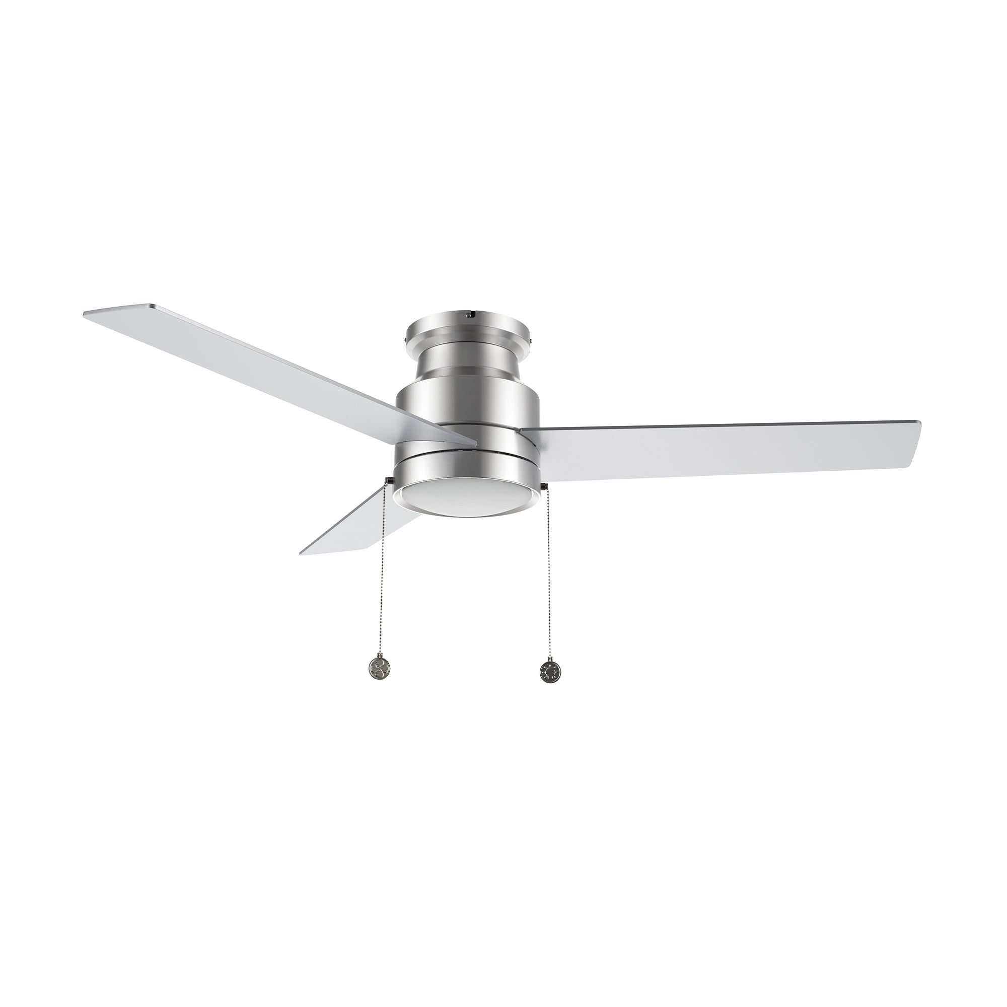 ASCOTT 52 inch 3-Blade Flush Mount Ceiling Fan with LED Light & Pull Chain