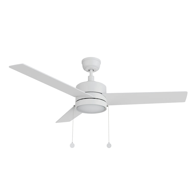 ASCOTT 52 inch 3 Blade Ceiling Fan with Pull Chain - White/White