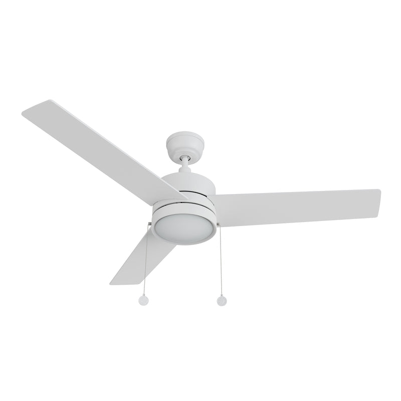 ASCOTT 52 inch 3 Blade Ceiling Fan with Pull Chain - White/White