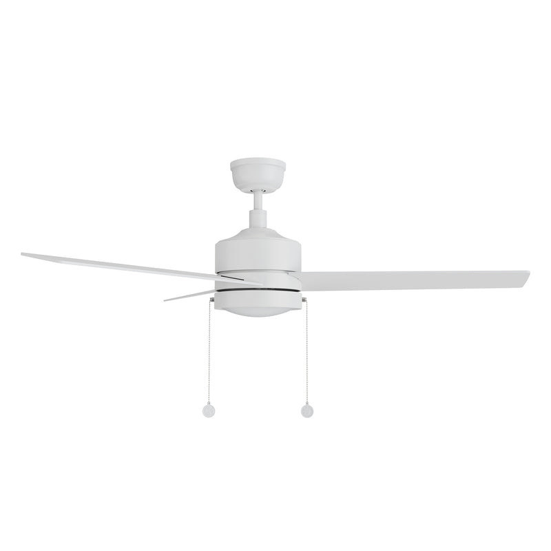 ASCOTT 52 inch 3 Blade Ceiling Fan with Pull Chain - White/White