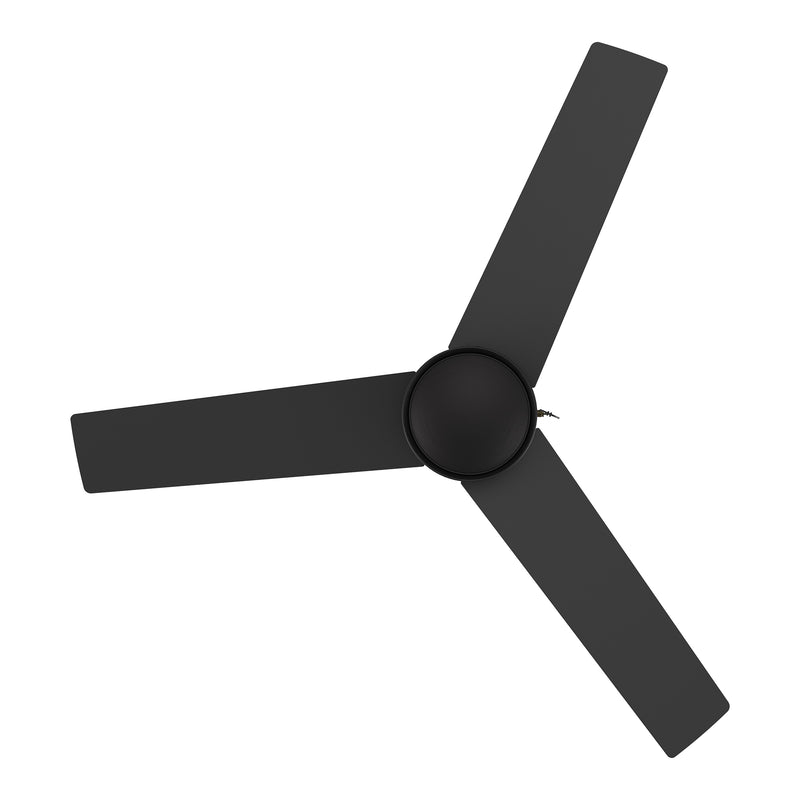 ASCOTT 52 inch 3-Blade Ceiling Fan with Pull Chain - Black/Black (No Light)