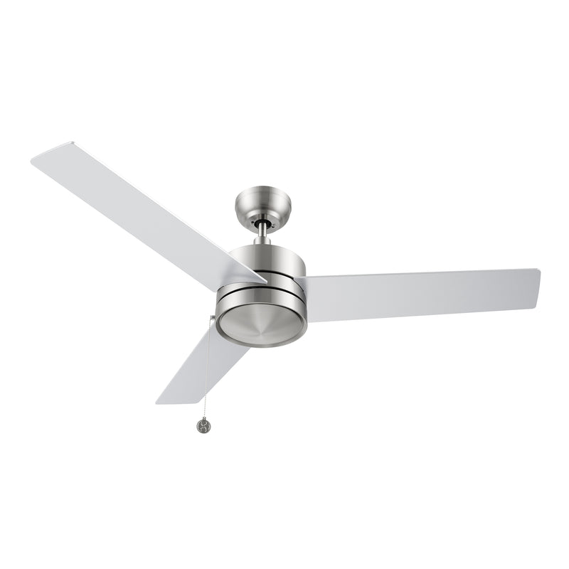 ASCOTT 52 inch 3-Blade Ceiling Fan with Pull Chain - Brushed Nickel/Silver (No Light)