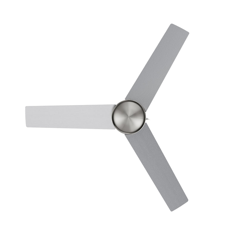 ASCOTT 52 inch 3-Blade Ceiling Fan with Pull Chain - Brushed Nickel/Silver (No Light)