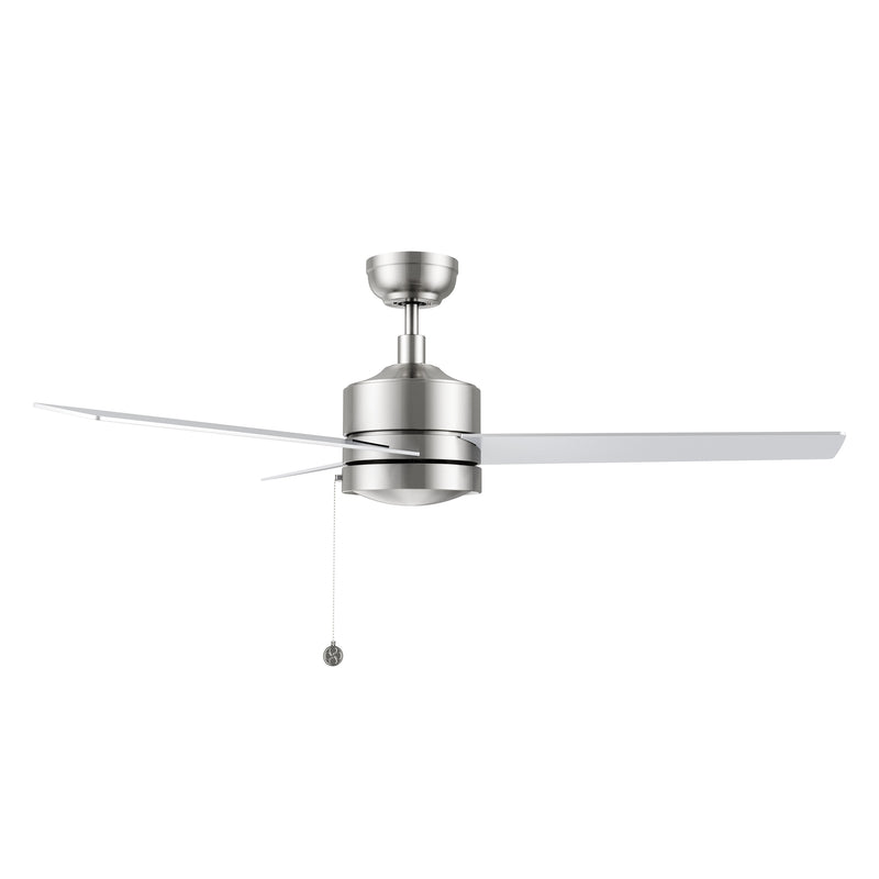 ASCOTT 52 inch 3-Blade Ceiling Fan with Pull Chain - Brushed Nickel/Silver (No Light)