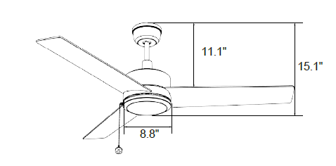 ASCOTT 52 inch 3 Blade Ceiling Fan with Pull Chain - White/White (No light)