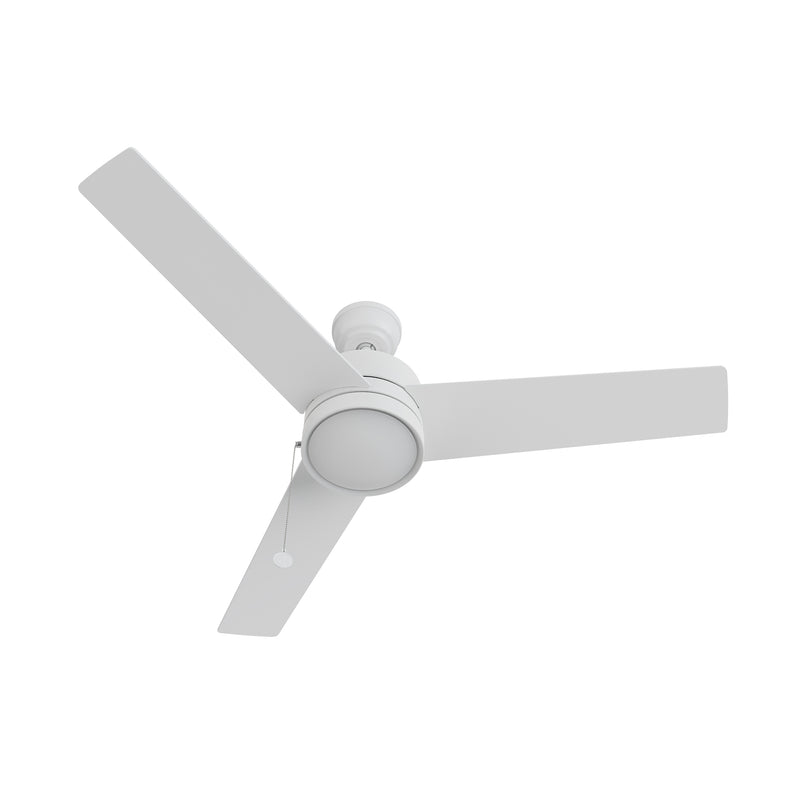 ASCOTT 52 inch 3 Blade Ceiling Fan with Pull Chain - White/White (No light)