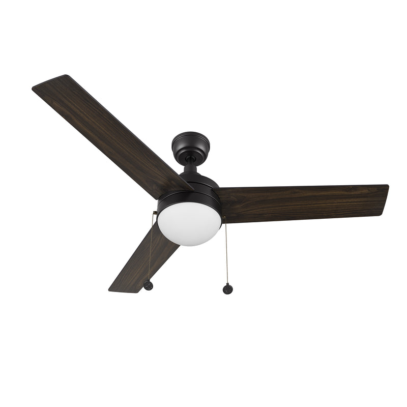 MALTA 52 inch 3-Blade Ceiling Fan with Pull Chain - Black/Walnut (Reversible Blades)