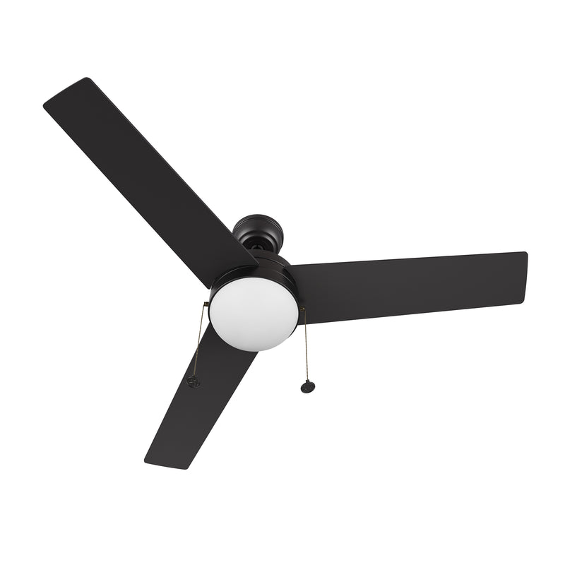 MALTA 52 inch 3-Blade Ceiling Fan with Pull Chain - Black/Walnut (Reversible Blades)