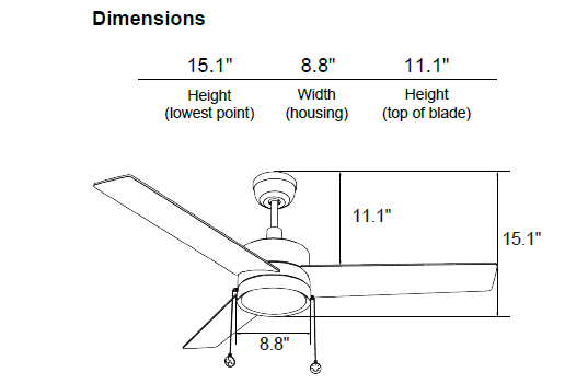 ASCOTT 52 inch 3 Blade Ceiling Fan with Pull Chain - Brushed Nickel/Black