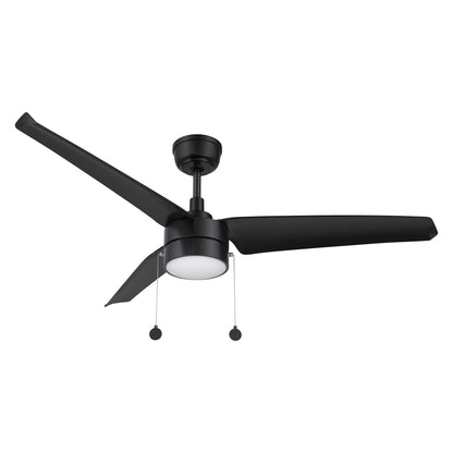 Carro USA REXTON 52 inch 3-Blade Ceiling Fan with Pull Chain - Black/Black