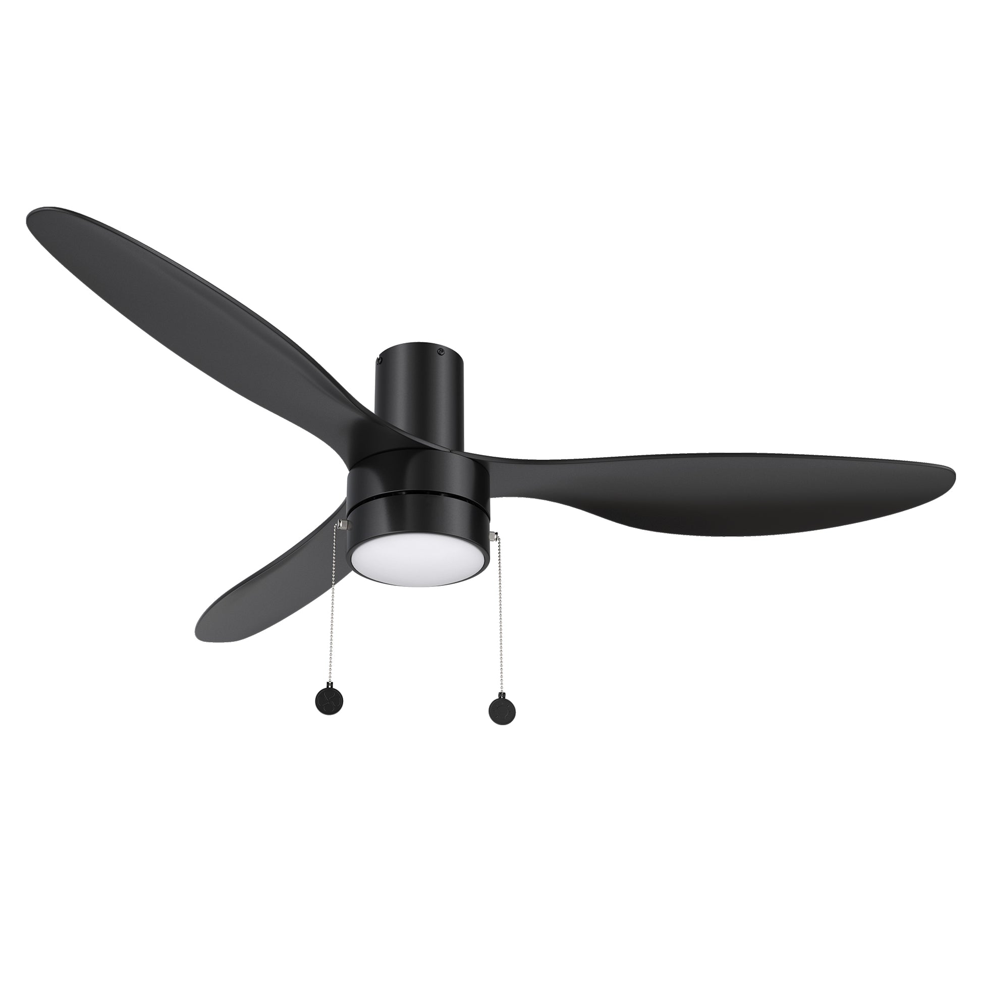 Carro USA HAVEN 52 inch 3-Blade Flush Mount Ceiling Fan with Pull Chain - Black/Black