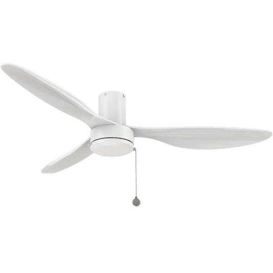 Carro USA HAVEN 52 inch 3-Blade Flush Mount Ceiling Fan with Pull Chain - White/White (No Light)