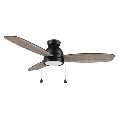 GREENWOOD 52 inch 3-Blade Flush Mount Ceiling Fan with Pull Chain - Black/Barnwood & Walnut (Reversible Blades)