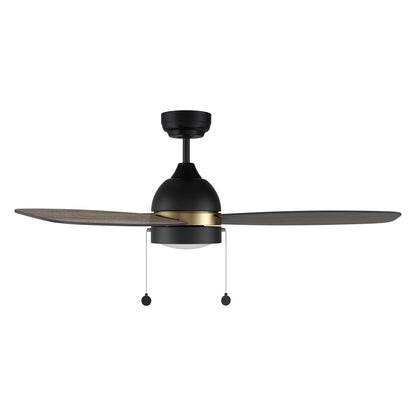 Carro USA GREENWOOD 52 inch 3-Blade Ceiling Fan with Pull Chain - Black with Gold Detail/Walnut & Barnwood Reversible Blades