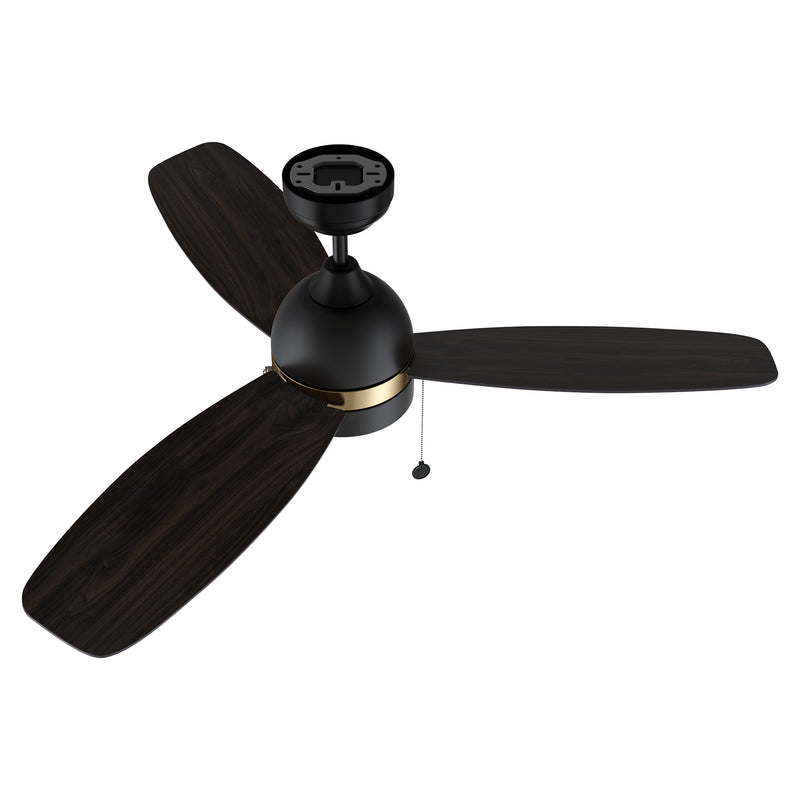 GREENWOOD 52 inch 3-Blade Ceiling Fan with Pull Chain - Black/Wooden/Walnut