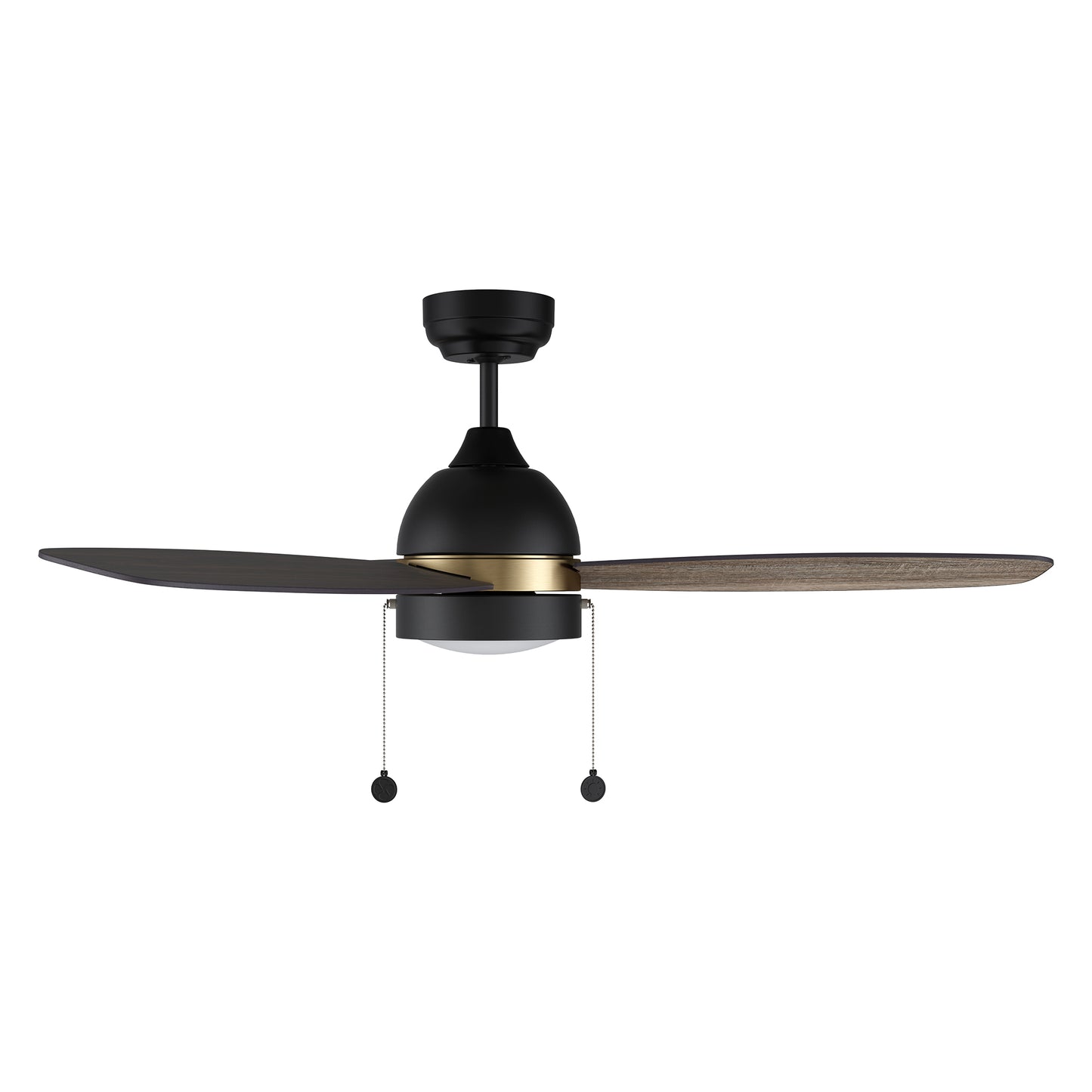 Carro USA GREENWOOD 52 inch 3-Blade Ceiling Fan with Pull Chain - Black with Gold Detail/Walnut & Barnwood Reversible Blades