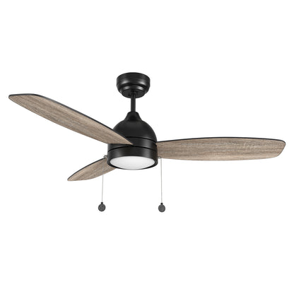 Carro USA GREENWOOD 52 inch 3-Blade Ceiling Fan with Pull Chain - Black/Walnut & Barnwood Reversible Blades