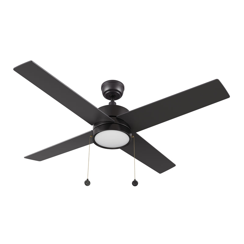 ASCOTT 52 inch 4-Blade Ceiling Fan with Pull Chain - Black/Black