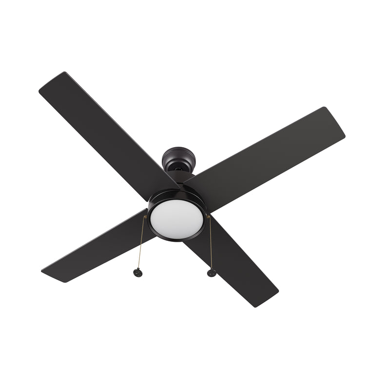 ASCOTT 52 inch 4-Blade Ceiling Fan with Pull Chain - Black/Black