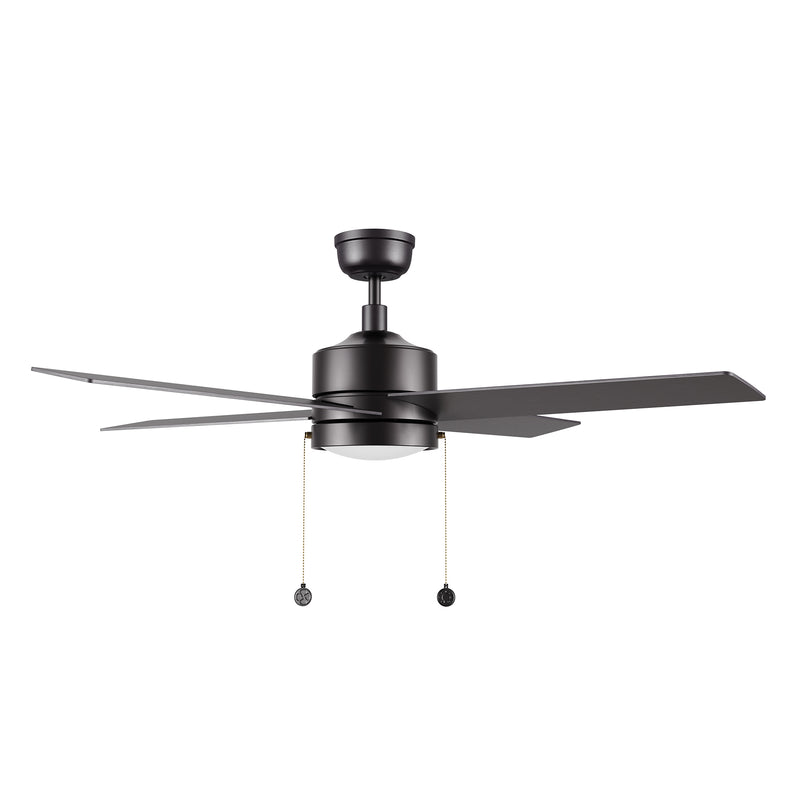 ASCOTT 52 inch 4-Blade Ceiling Fan with Pull Chain - Black/Black