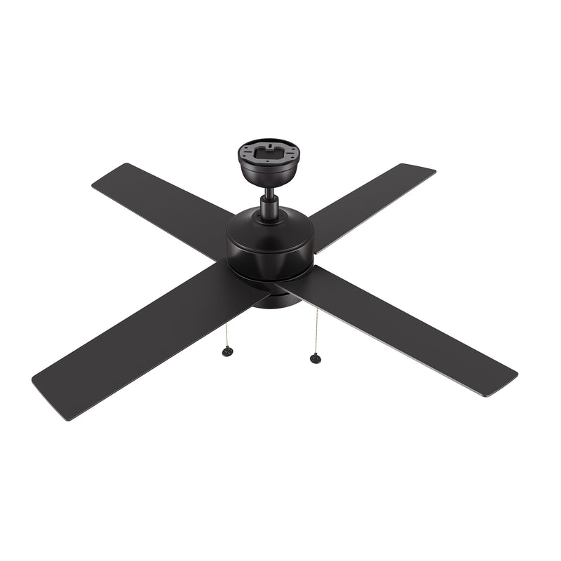 ASCOTT 52 inch 4-Blade Ceiling Fan with Pull Chain - Black/Black