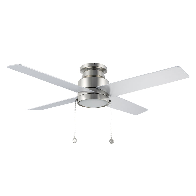 ASCOTT 52 inch 4-Blade Ceiling Fan with Pull Chain - Brushed Nickel/Silver