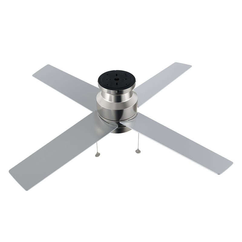 ASCOTT 52 inch 4-Blade Ceiling Fan with Pull Chain - Brushed Nickel/Silver