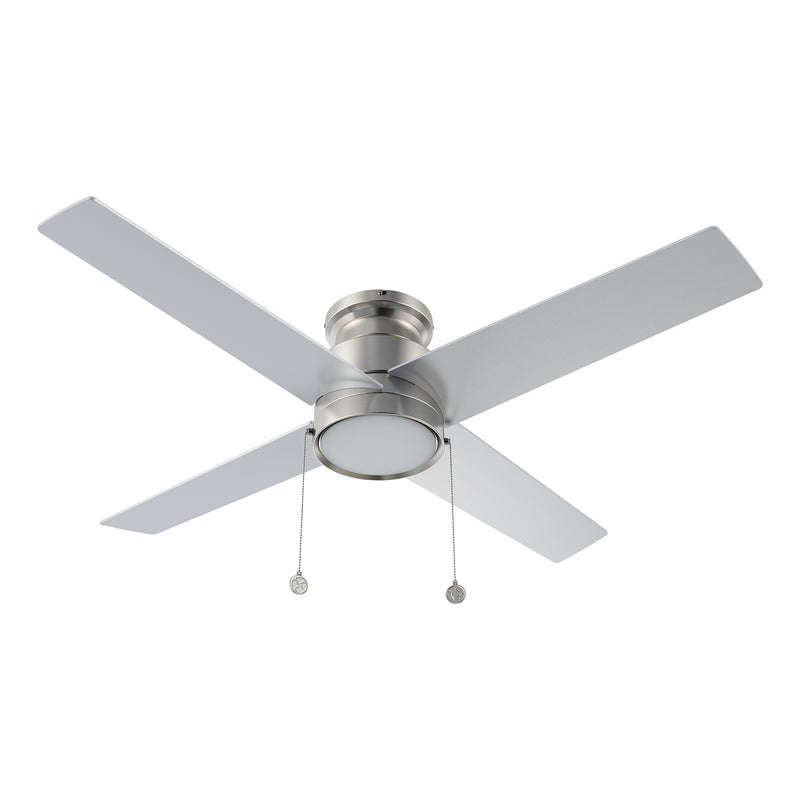 ASCOTT 52 inch 4-Blade Ceiling Fan with Pull Chain - Brushed Nickel/Silver