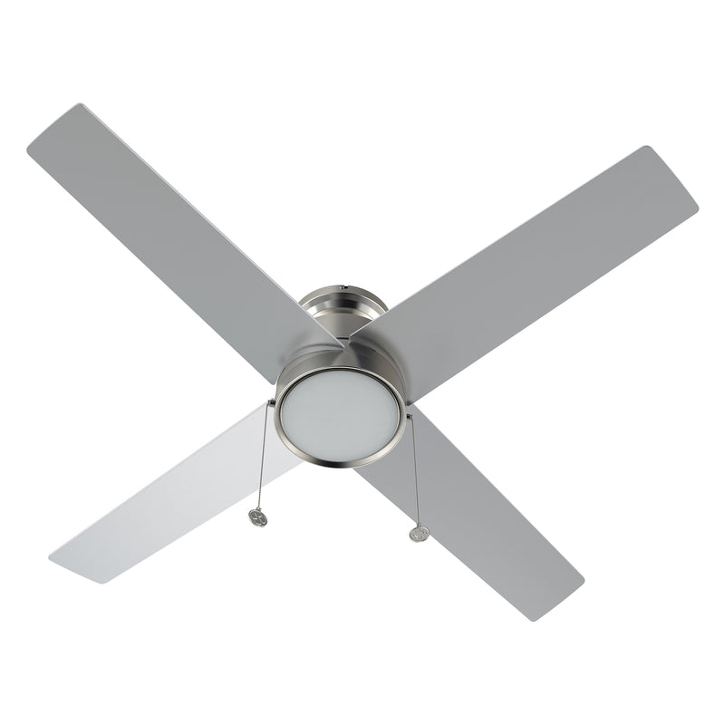 ASCOTT 52 inch 4-Blade Ceiling Fan with Pull Chain - Brushed Nickel/Silver